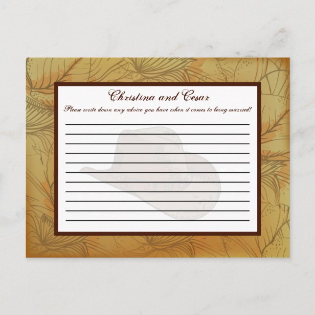 Western Cowgirl Hut/Boots Bro mit schriftlicher Ra Hinweiskarte (Vorderseite)