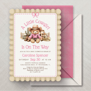 Western Cowgirl Mädchen Rosa Babyparty Einladung