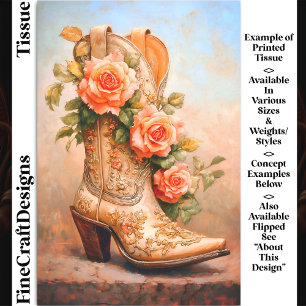 Western Cowgirl Mode Stiefel Rosen DF9RF Decoupage Seidenpapier