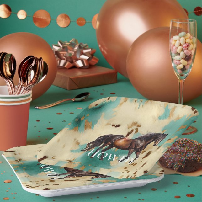 Western Cowgirl Pappteller (Multi)