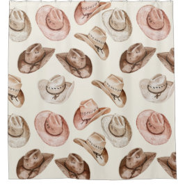 Western Cowgirl Pink Brown Hats Duschvorhang