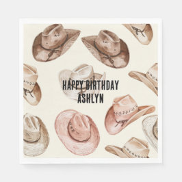 Western Cowgirl Pink Brown Hats Geburtstag Serviette