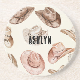 Western Cowgirl Pink Brown Hats Getränkeuntersetzer