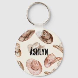 Western Cowgirl Pink Brown Hats Schlüsselanhänger