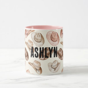 Western Cowgirl Pink Brown Hats Tasse
