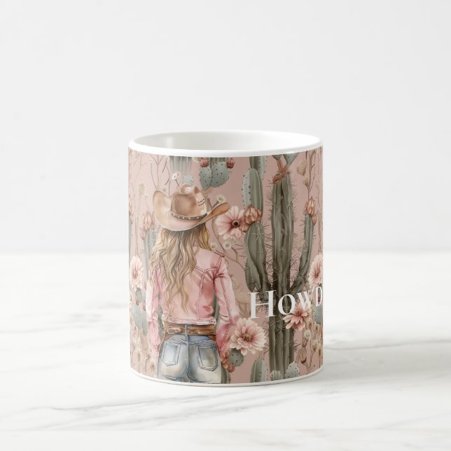 Western Cowgirl Pink Cactus Floral Kaffeetasse (Mittel)