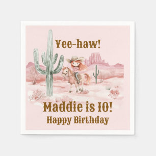 Western Cowgirl Pink Geburtstag Serviette