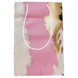 Western Cowgirl Pink Schwarz-weiß Gold Abstrakt Mittlere Geschenktüte