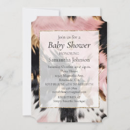 Western Cowgirl Pink Schwarz-weiß Gold Cowhide Einladung