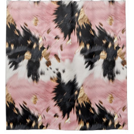Western Cowgirl Pink Schwarz-weiß Gold Duschvorhang