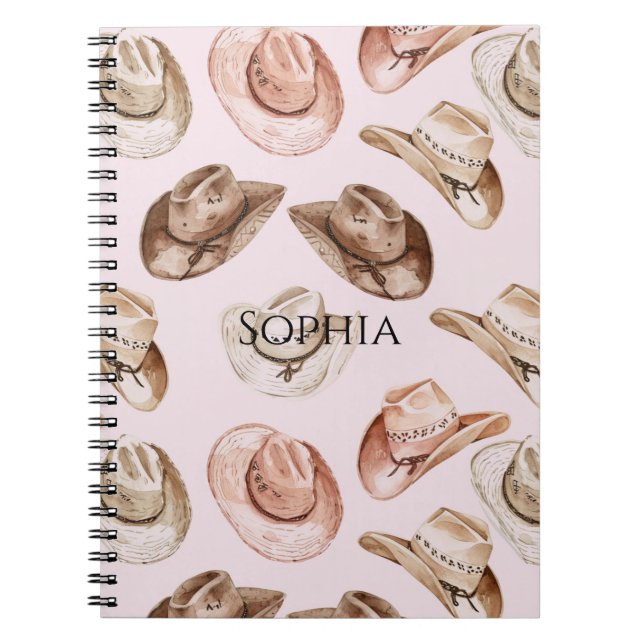 Western Cowgirl Pretty Pink Brown Hats  Notizblock (Vorderseite)