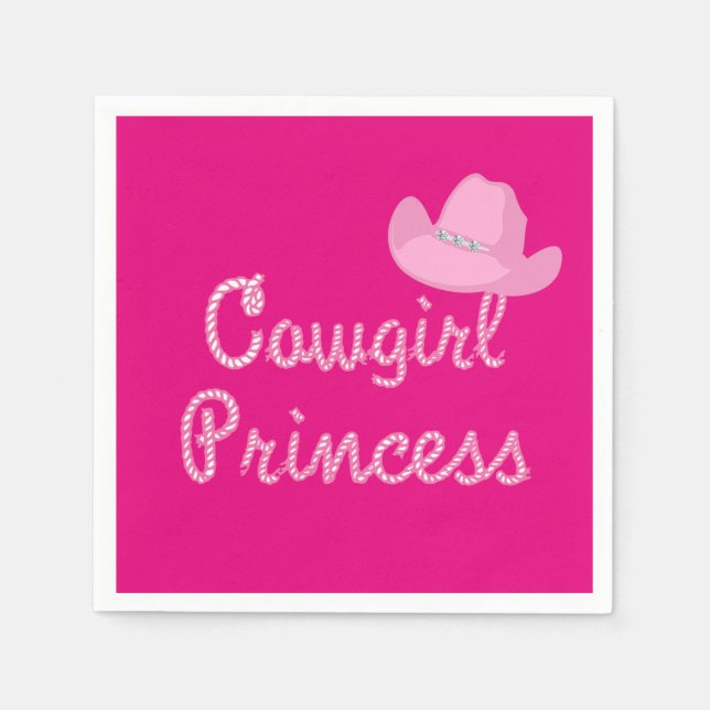 Western Cowgirl Princess mit Pink-Hat-Party Serviette (Vorderseite)