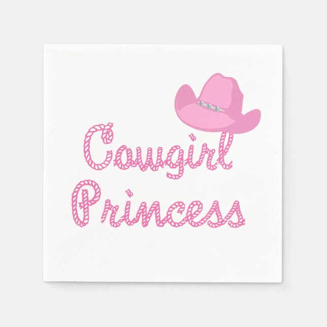 Western Cowgirl Princess mit Pink-Hat-Party Serviette (Vorderseite)