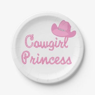 Western-Cowgirl-Prinzessin Party Pink Hat Pappteller