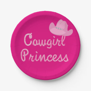Western-Cowgirl-Prinzessin Party Pink Hat Pappteller