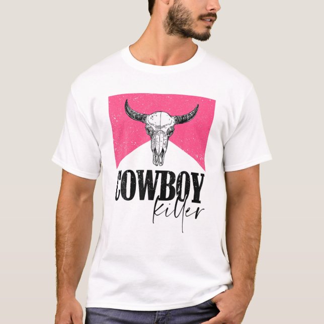 Western Cowgirl Punchy Pink Cowboy Killers Bull Ho T-Shirt (Vorderseite)
