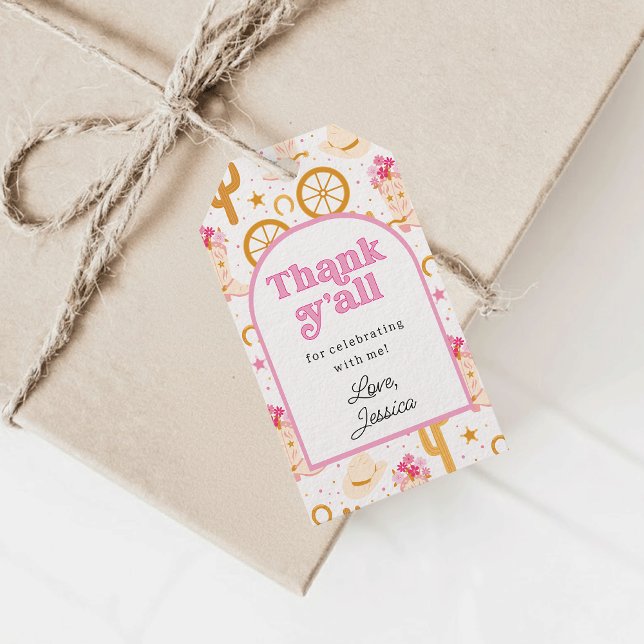 Western Cowgirl Rodeo Birthday Party Thank You Geschenkanhänger (Von Creator hochgeladen)