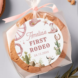 Western Cowgirl Rodeo Geburtstagsaufkleber Runder Aufkleber