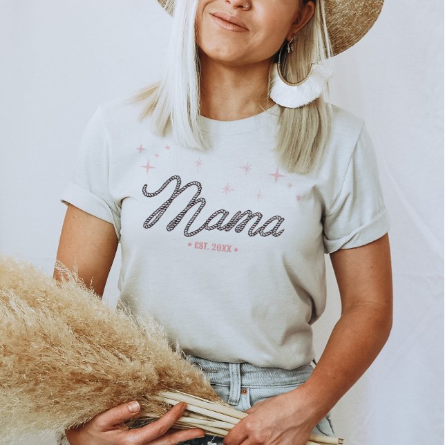 Western Cowgirl Rodeo Personalisiert Mama T-Shirt (Western Mama Shirt)