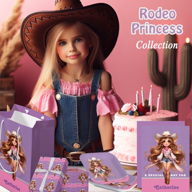 Western Cowgirl Rodeo Princess 1 Personalisiert Einladung (Rodeo Princess collection cowgirl birthday party supplies and gift ideas)