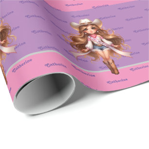 Western Cowgirl Rodeo Princess 1 Personalisiert Geschenkpapier
