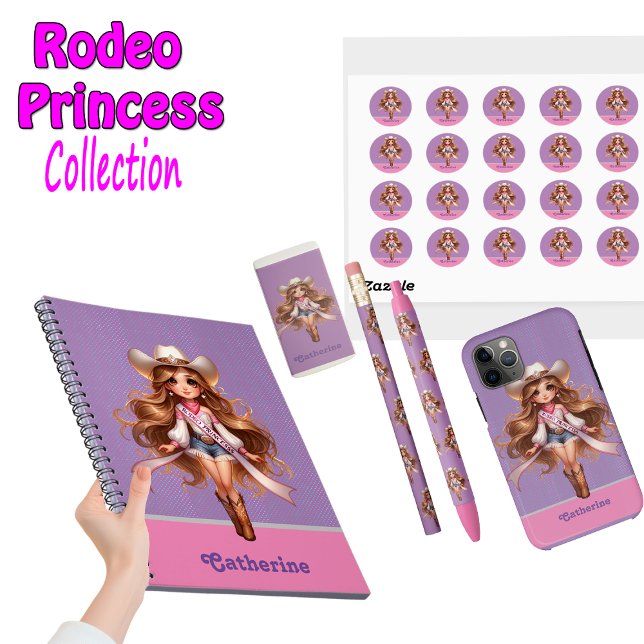 Western Cowgirl Rodeo Princess 1 Personalisiert Notizblock (Rodeo Princess Collection  Notebook, pen, pencils, eraser, stickers and more)