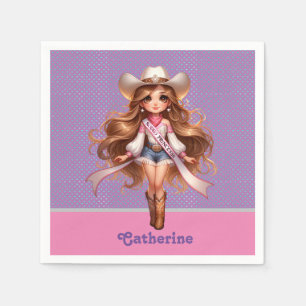Western Cowgirl Rodeo Princess 1 Personalisiert Serviette
