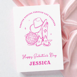 Western Cowgirl Rosa Schrift Happy Galentine's Day Feiertagskarte