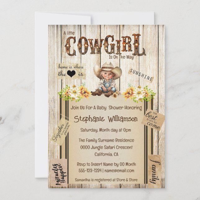 Western Cowgirl Rustikale Scrapbooking Zeitschrift Einladung (Vorderseite)