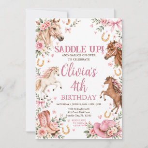 Western Cowgirl Saddle Up Floral Geburtstag Einladung