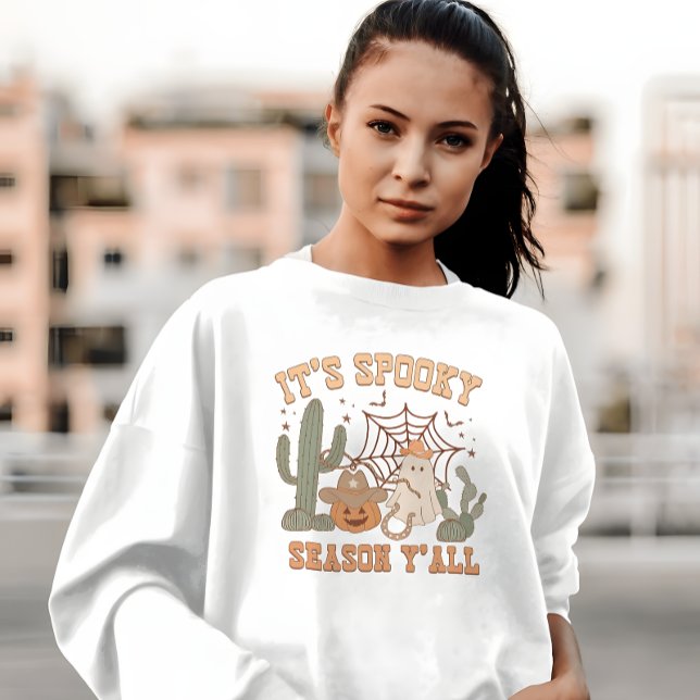 Western Cowgirl Spooky Season Halloween Ghost Shir T-Shirt (Von Creator hochgeladen)