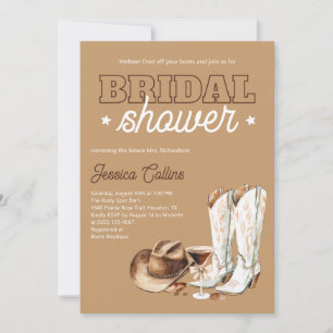 Western Cowgirl Stiefel Braune Country Bridal Show Einladung