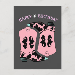 Western-Cowgirl-Stiefel Ranch Cowboy Geburtstag Postkarte