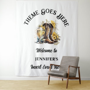 Western Cowgirl Stiefel Sonnenblumen blasen Land Wandteppich