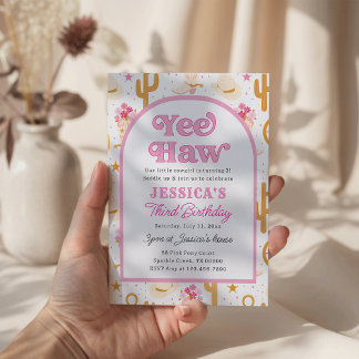 Western Cowgirl Third Rodeo 3rd Birthday Party Einladung