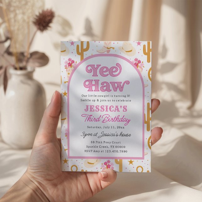Western Cowgirl Third Rodeo 3rd Birthday Party Einladung (Von Creator hochgeladen)
