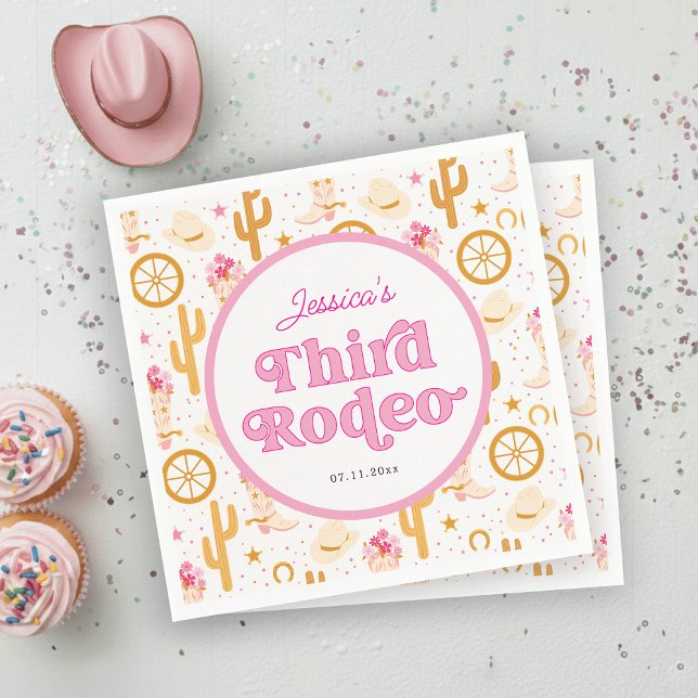 Western Cowgirl Third Rodeo 3rd Birthday Party Serviette (Von Creator hochgeladen)