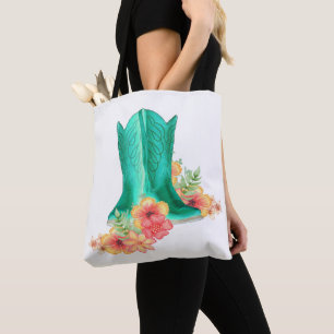 Western Cowgirl und Blume Totbeutel
