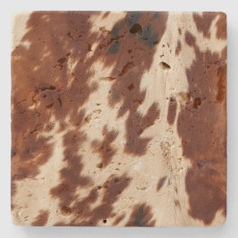 Western Cream Brown Black Cowhide Steinuntersetzer