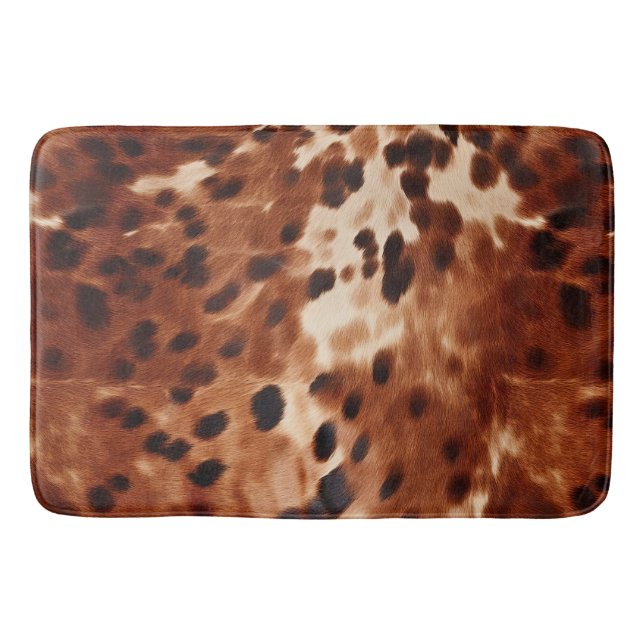 Western Creme Gepunktet Brown Black Cowhide Badematte (Vorderseite)