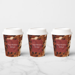 Western Creme Gepunktet Brown Black Cowhide Pappbecher