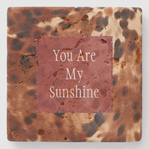 Western Creme Gepunktet Brown Black Cowhide Steinuntersetzer