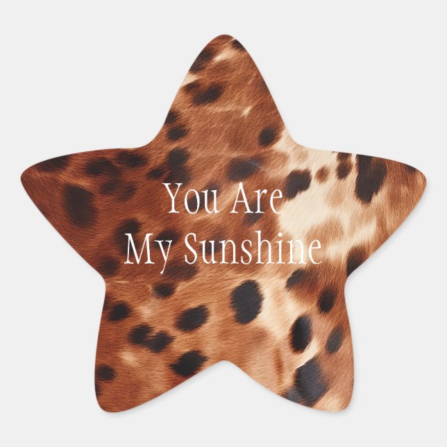 Western Creme Gepunktet Brown Black Cowhide Stern-Aufkleber (Vorderseite)