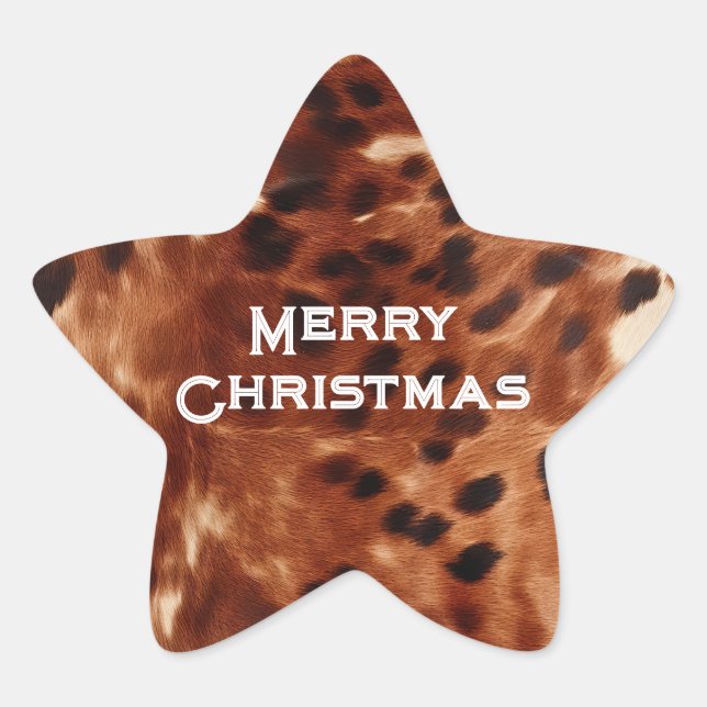 Western Creme Gepunktet Brown Black Cowhide Stern-Aufkleber (Vorderseite)