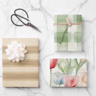 Western Creme Streifen Geschenkpapier Set