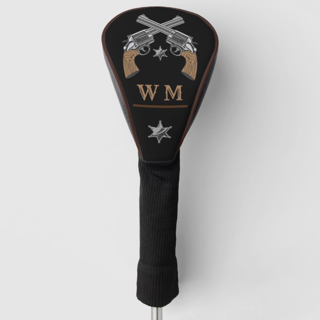 Western Crossed Pistols Sheriff Abzeichen Monogram Golf Headcover (Vorderseite)