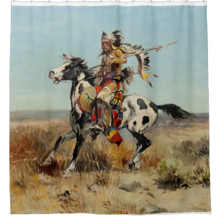 Western "Dakota Chief" Art von Charles M. Russell Duschvorhang