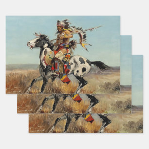 Western "Dakota Chief" Art von Charles M. Russell Geschenkpapier Set