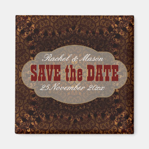 Western Damask Charm Save the Date Magnet