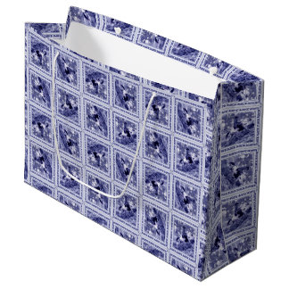 Western Denim Blue Delft Tile Große Geschenktüte